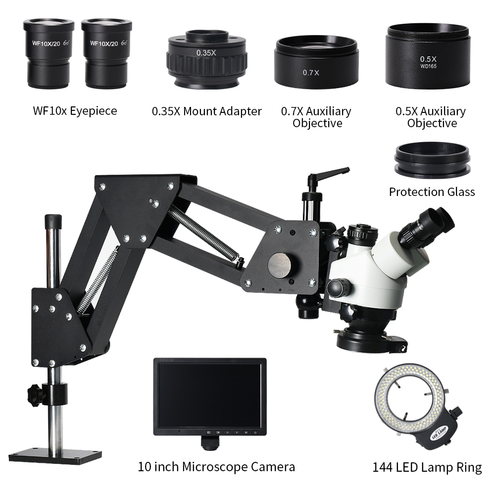 10inch 2K Resolution LED Illum - Trinocular Stereo Microscope 7X-45X recension och pris